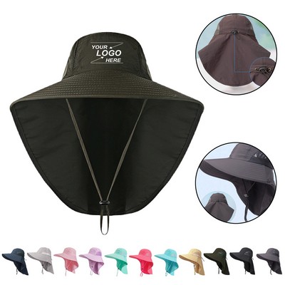 Men's UV Protection Wide Brim Fishing Hat with Neck Flap