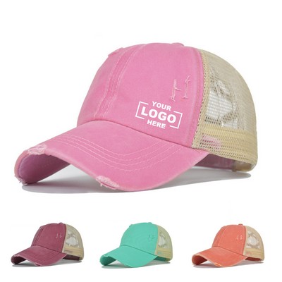 Washed Ponytail Baseball Cap