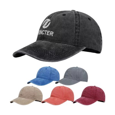 Retro Distressed 4-Panel Washed Cotton Baseball Cap