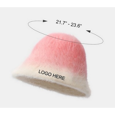 Winter Faux Fur Warmer Fisherman Cap Fluffy Wide Brim Bucket Hats