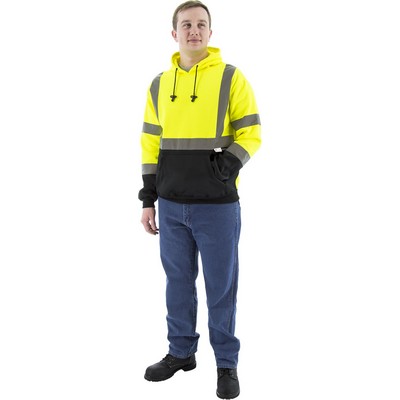 Majestic 75-5327 Hi-Viz Hooded Pullover Sweatshirt, ANSI 3