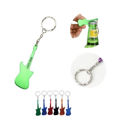 Guitar-Shaped Aluminum Bottle Opener Keyring