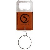 Rectangle Rawhide Leatherette Bottle Opener Keychain