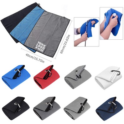24" x 16" Microfiber Waffle Golf Towel w/ Carabiner Clip