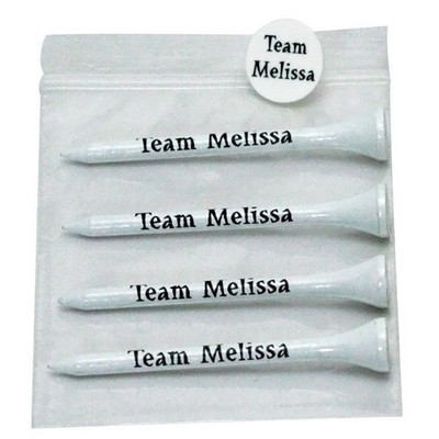 Golf Tee Combo Pack - (4) 3 1/4" Tees, (1) Ball Marker