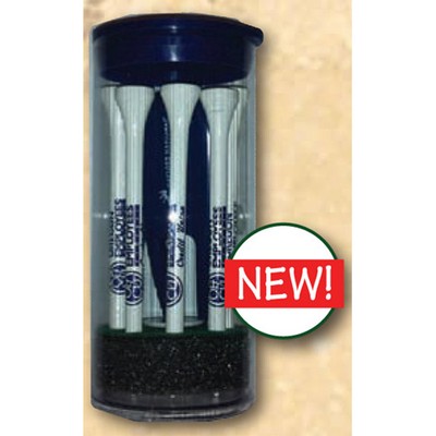 Super Length Eight 3 1/4" Tees, 1 Marker, & 1 Plastic Divot Fixer in Tube