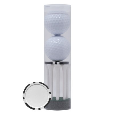 2-Ball & 8-Tee Tube w/Poker Chip Ball Marker