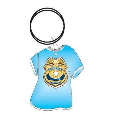 Police Badge T Shirt Key Chain w/Mirrored Back (4 Square Inch)