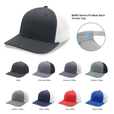 6 Panel Stretch Fit Mesh Back Snapback Trucker Cap