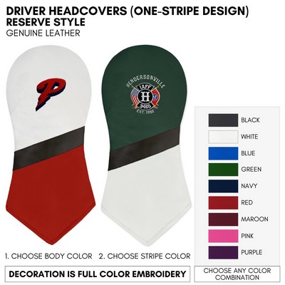 Genuine Leather Driver Golf Club Headcover With Embroidery