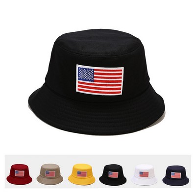American Flag Embroidered Bucket Hat