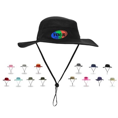 3-Inch Wide Brim Sun Bucket Hat Mesh Panels
