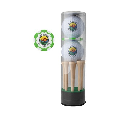 Wilson 2 Ball Direct Print Poker Chip Tube with Tees