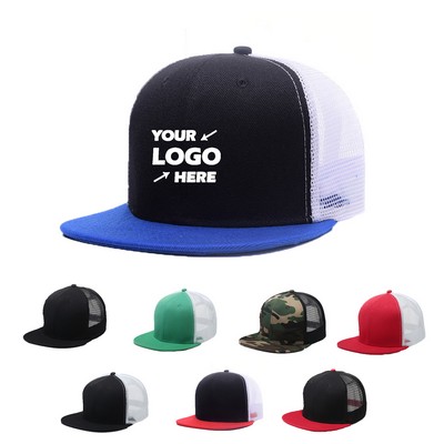 Flat Brim Mesh Back Trucker Hat