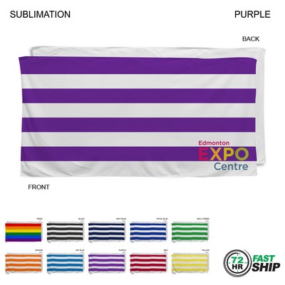 72 Hr Fast Ship - Cabana Stripe Sublimated, Absorbent Microfiber Dri-Lite Terry Beach Towel, 30x60