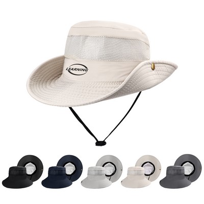 Wide Brim Sun Hat Travel Bucket Hat W/ Adjustable Strap