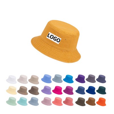 Embroidered Cotton Sun Protection Bucket Hat