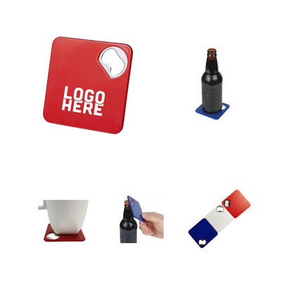2-in-1 Square Coaster With Bottle Opener