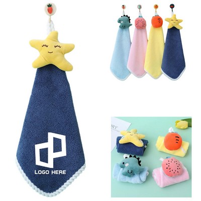 11.8 X 11.8" Coral Velvet Hangable Cute Hand Towel