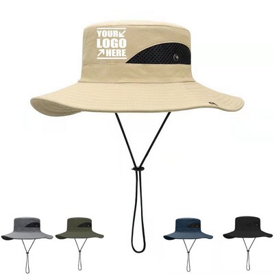 Customizable Wide-Brim Sun Hat with Mesh Ventilation