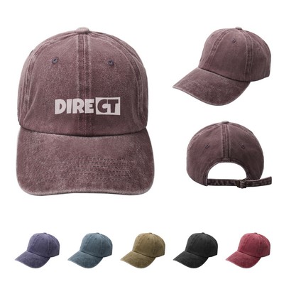 Cotton Unstructured Pigment Dye Dad Cap W/ Ponytail Slot