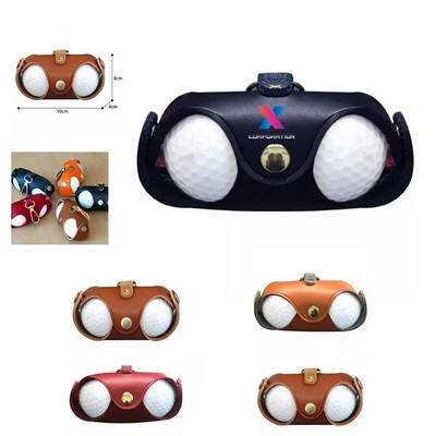 Portable Leather Golf Ball Carrier W/ Carabiner