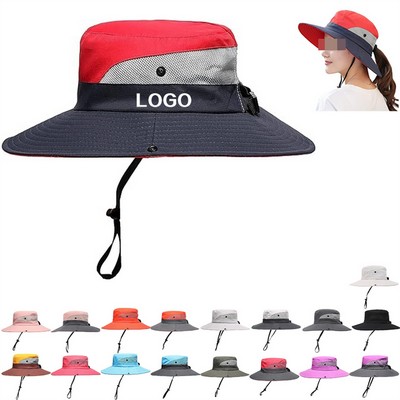 Womens Summer Foldable Cool Mesh Ponytail Bucket Hat