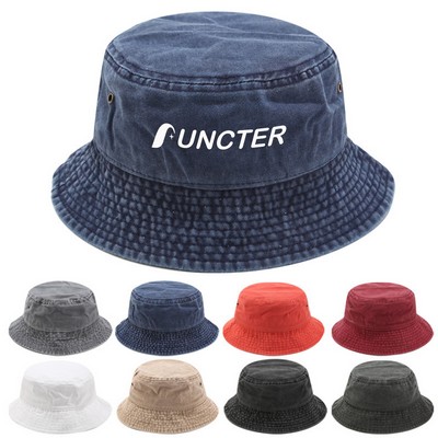 Outdoor Washed Denim Bucket Hat Fisherman Cap