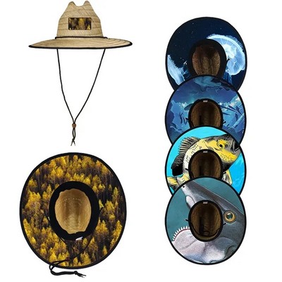 Classic Woven Straw Bucket Hat With Custom Patch