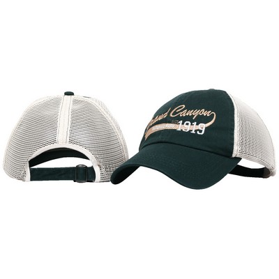 Garment Washed Cotton Cap w/Soft Mesh Back