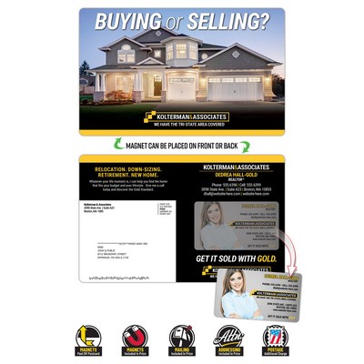Magna-Peel Laminated Postcard (8.5x5.25; 14pt) with Business Card Magnet w/Round Corners (25 mil)