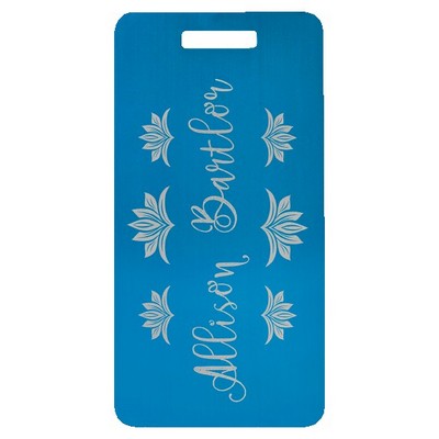 Anodized Aluminum Blue Luggage Tag, Engraved, 3 7/8" x 2"