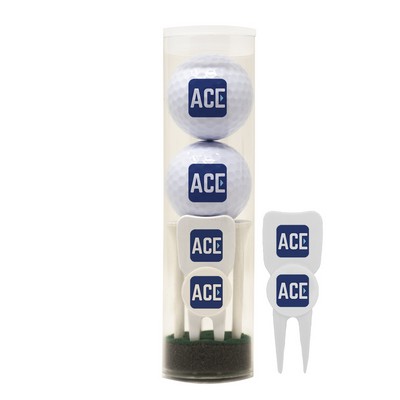 Golf Ball Tube with Divot Tool & Tees