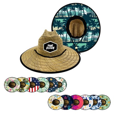 Straw Hat with Printed Under-Brim