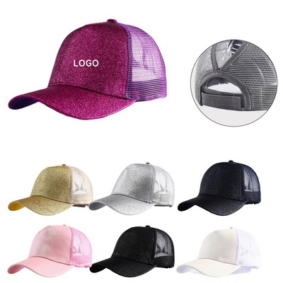 Glitter Ponytail Mesh Cap