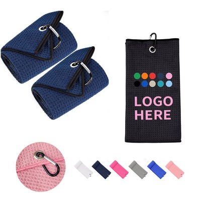 Waffle-Patterned Golf Towel with Pineapple Design