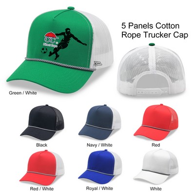 5 Panel A Frame Golf Trucker Cap w/Rope