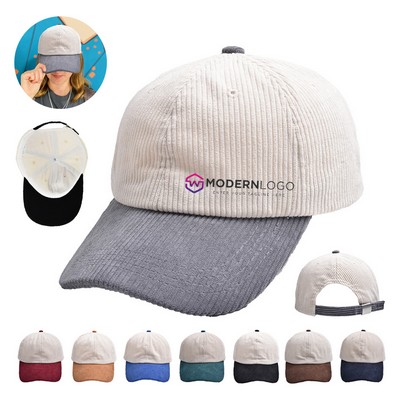Two-Tone Polyester Corduroy Adjustable Unisex Baseball Cap