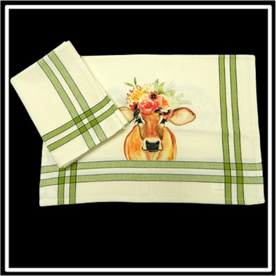 Lime/Black Double Stripe Kitchen Towel - 20"x28"