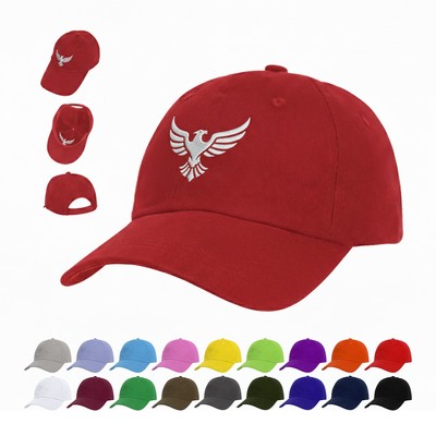 6 Panel Low Profile Unstructured Cotton Twill Baseball Cap