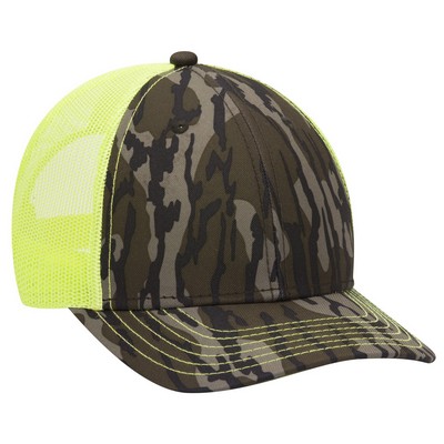 Mossy Oak Camouflage Superior Polyester Twill Six Panel Low Profile Mesh Back Baseball Cap