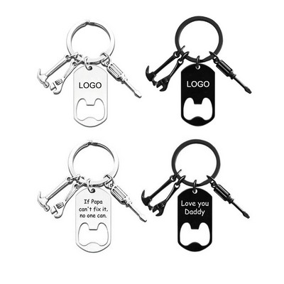Father's Day Stainless Steel Keychain Beer Soda Bottle Opener Key Ring
