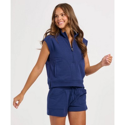 Boxercraft Women's Sleeveless Terry Half Zip Pullover