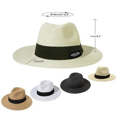 Wide Brim Straw Panama Hat for Sun Protection