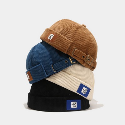 Adjustable Corduroy Brimless Docker Hat Sailor Cap