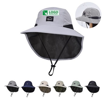 Wide Brim Kids Sun Fishing Hat with Neck Flap