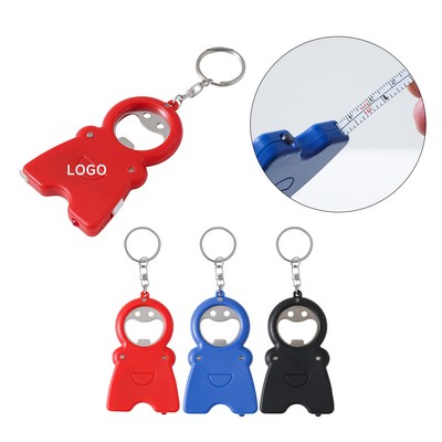 Bottle Opener Tape Measure Keychain With Light