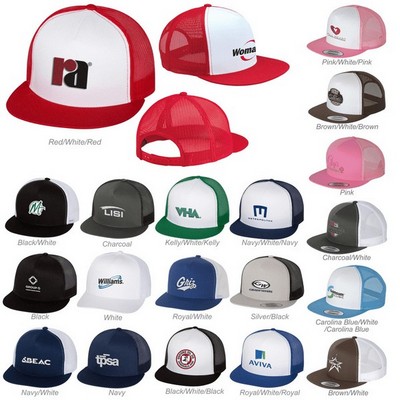 Yupoong 6006 5-Panel Flat Bill Trucker Cap