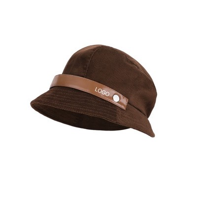 Corduroy Bucket Hat Versatile Multi-Wear Retro Beret Cap Elegant Face Slimming Hat