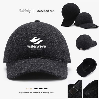 Wool Blend Winter for Men Women 6 Panel Baseball Cap